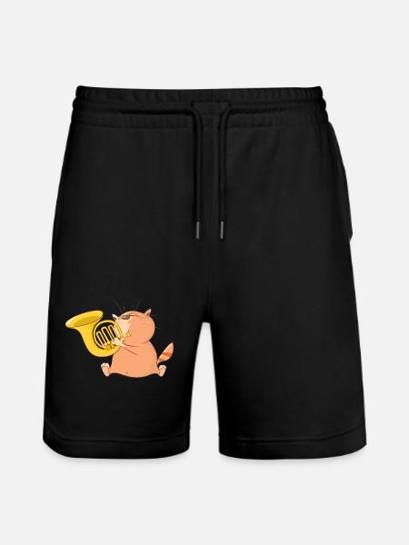 Katze spielt Musik - Stanley/Stella Unisex Bio Joggingshorts Trainer - Schwarz