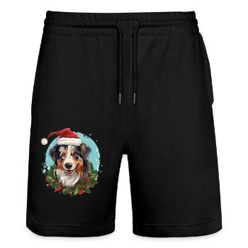 Australian Shepherd in Weihnachtsstimmung - Stanley/Stella Unisex Bio Joggingshorts Trainer  - Schwarz - Vorne - Nik (191cm) & Marisol (170cm)