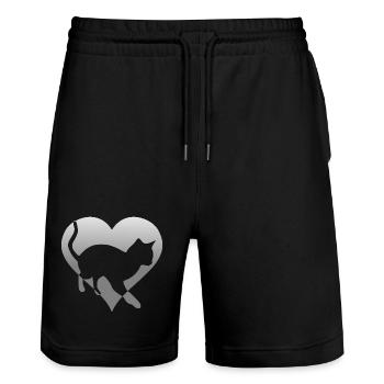 Cat kitten in a heart - Stanley/Stella Trainer Unisex Organic Jogging Shorts - black - Front - Nik (191cm) & Marisol (170cm)