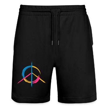 Un symbole de paix coloré comme un graffiti - Short de jogging bio TRAINER Stanley/Stella unisexe - noir - Devant - Nik (191cm) & Marisol (170cm)