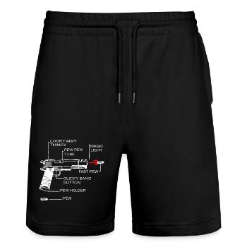Shooting club - Stanley/Stella Trainer Unisex Organic Jogging Shorts - black - Front - Nik (191cm) & Marisol (170cm)