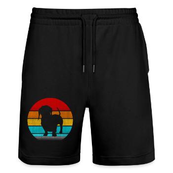 Dackel - Stanley/Stella Unisex Bio Joggingshorts Trainer  - Schwarz - Vorne - Nik (191cm) & Marisol (170cm)