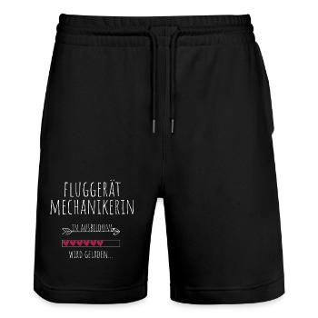 Fluggerätmechanikerin in Ausbildung Geschenk - Stanley/Stella Unisex Bio Joggingshorts Trainer  - Schwarz - Vorne - Nik (191cm) & Marisol (170cm)