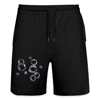 Techno Bubble Neon Clubwear Festival T-Shirt - Stanley/Stella Unisex Bio Joggingshorts Trainer  - Schwarz - Vorne - Nik (191cm) & Marisol (170cm)