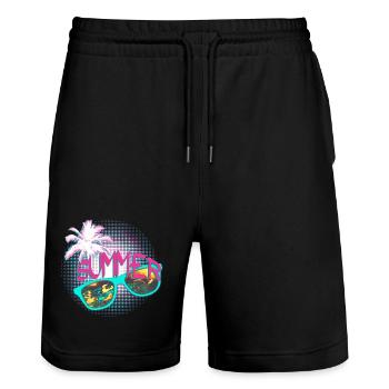 Lunettes de soleil Palm Summer Party menthe rose - Short de jogging bio TRAINER Stanley/Stella unisexe - noir - Devant - Nik (191cm) & Marisol (170cm)