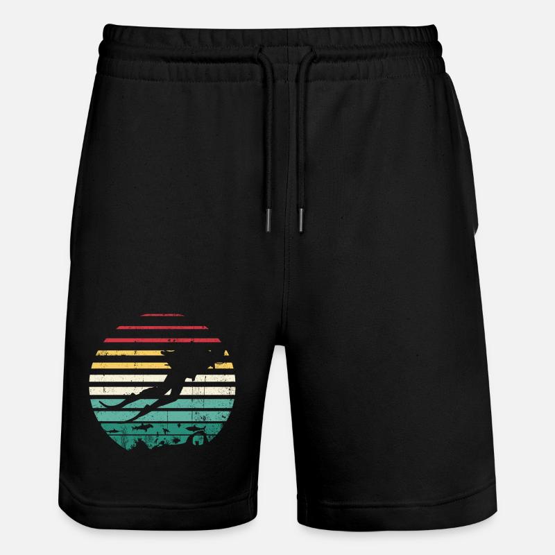 Retro Sunset Surf Silhouette Tee - Stanley/Stella Unisex Bio Joggingshorts Trainer  - Schwarz