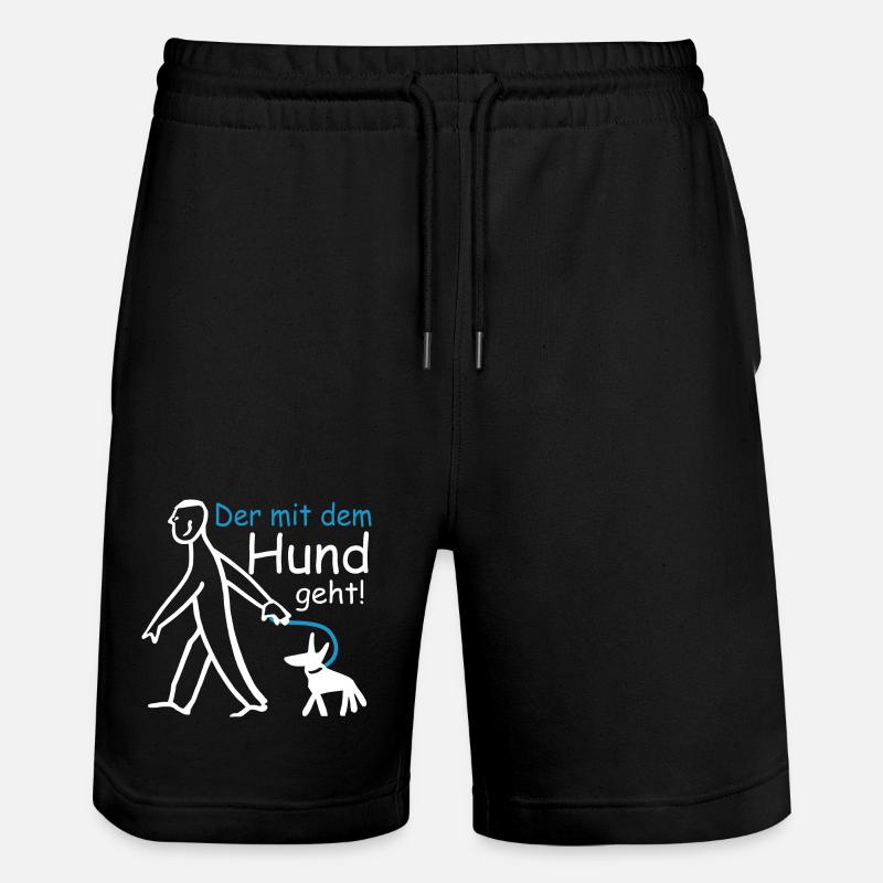 Der mit dem Hund geht ! - Stanley/Stella Unisex Bio Joggingshorts Trainer  - Schwarz