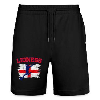 England Fußball Meister der Frauen Lionesses 2025 - Stanley/Stella Unisex Bio Joggingshorts Trainer  - Schwarz - Vorne - Nik (191cm) & Marisol (170cm)