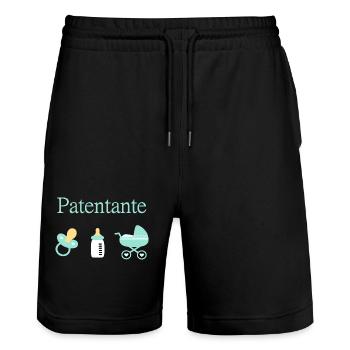 Patentante Taufe Geburt Junge - Stanley/Stella Unisex Bio Joggingshorts Trainer  - Schwarz - Vorne - Nik (191cm) & Marisol (170cm)