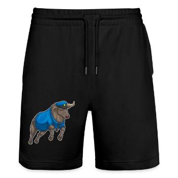 Bull Policeman Police Cap Police - Stanley/Stella Trainer Unisex Organic Jogging Shorts - black - Front - Nik (191cm) & Marisol (170cm)