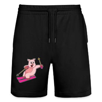 Pig Skier Ski - Short de jogging bio TRAINER Stanley/Stella unisexe - noir - Devant - Nik (191cm) & Marisol (170cm)
