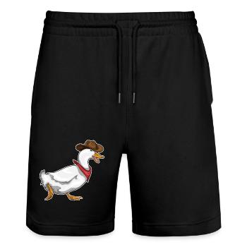 Canard Cowboy Chapeau de cowboy - Short de jogging bio TRAINER Stanley/Stella unisexe - noir - Devant - Nik (191cm) & Marisol (170cm)