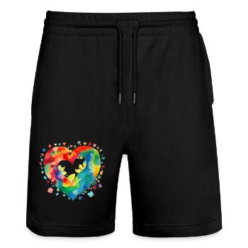 Cœur - Short de jogging bio TRAINER Stanley/Stella unisexe - noir - Devant - Nik (191cm) & Marisol (170cm)