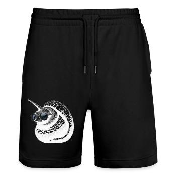 Escargot licorne cool - Short de jogging bio TRAINER Stanley/Stella unisexe - noir - Devant - Nik (191cm) & Marisol (170cm)