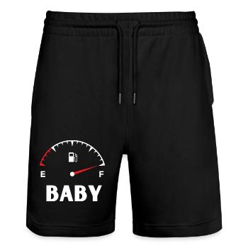 Mama Papa Baby Match T-Shirt - Stanley/Stella Unisex Bio Joggingshorts Trainer  - Schwarz - Vorne - Nik (191cm) & Marisol (170cm)