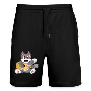 Katze Musiker Gitarre Musik - Stanley/Stella Unisex Bio Joggingshorts Trainer  - Schwarz - Vorne - Nik (191cm) & Marisol (170cm)