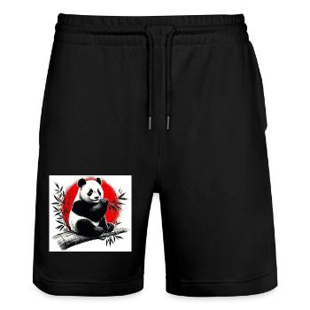 Panda - Short de jogging bio TRAINER Stanley/Stella unisexe - noir - Devant - Nik (191cm) & Marisol (170cm)