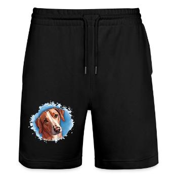 Dog SAVEBRACKE Hunting Dog Turquoise Watercolor Design - Stanley/Stella Trainer Unisex Organic Jogging Shorts - black - Front - Nik (191cm) & Marisol (170cm)