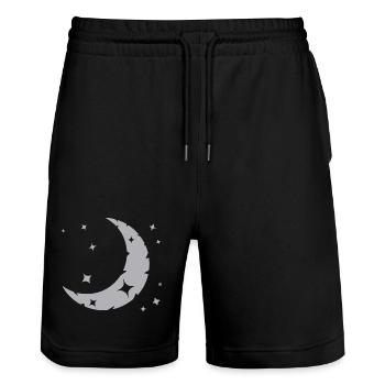 Mond und Sterne - Stanley/Stella Unisex Bio Joggingshorts Trainer  - Schwarz - Vorne - Nik (191cm) & Marisol (170cm)