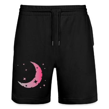 Moon and stars - Stanley/Stella Trainer Unisex Organic Jogging Shorts - black - Front - Nik (191cm) & Marisol (170cm)