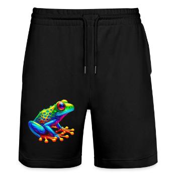 Grenouille - Short de jogging bio TRAINER Stanley/Stella unisexe - noir - Devant - Nik (191cm) & Marisol (170cm)