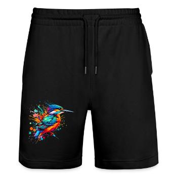 Eisvogel - Stanley/Stella Unisex Bio Joggingshorts Trainer  - Schwarz - Vorne - Nik (191cm) & Marisol (170cm)