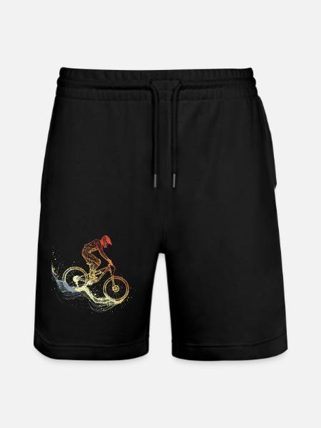 Mountain Biking Sketch Retro - Stanley/Stella Trainer Unisex Organic Jogging Shorts - black