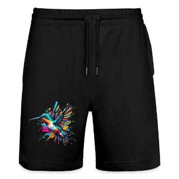 Hummingbird - Stanley/Stella Trainer Unisex Organic Jogging Shorts - black - Front - Nik (191cm) & Marisol (170cm)