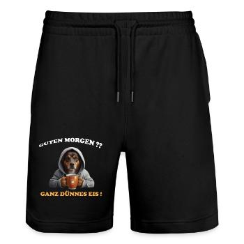 Guten Morgen?? Ganz Dünnes Eis! - Stanley/Stella Unisex Bio Joggingshorts Trainer  - Schwarz - Vorne - Nik (191cm) & Marisol (170cm)