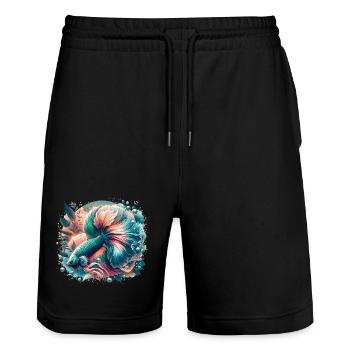 Kampffisch, Betta splendens, bunter Fisch - Stanley/Stella Unisex Bio Joggingshorts Trainer  - Schwarz - Vorne - Nik (191cm) & Marisol (170cm)