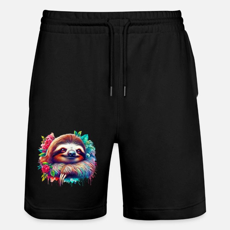 Faultier - Stanley/Stella Unisex Bio Joggingshorts Trainer  - Schwarz