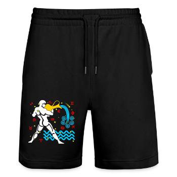 Aquarius-Farbe - Stanley/Stella Unisex Bio Joggingshorts Trainer  - Schwarz - Vorne - Nik (191cm) & Marisol (170cm)