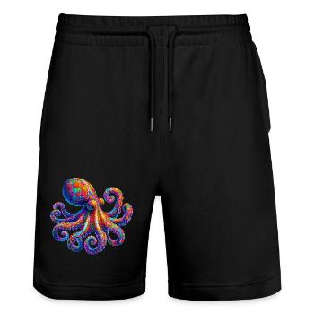 Krake - Stanley/Stella Unisex Bio Joggingshorts Trainer  - Schwarz - Vorne - Nik (191cm) & Marisol (170cm)