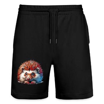 Hedgehog - Stanley/Stella Trainer Unisex Organic Jogging Shorts - black - Front - Nik (191cm) & Marisol (170cm)
