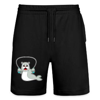 Seal Jumping Rope Skipping Rope Fitness - Stanley/Stella Trainer Unisex Organic Jogging Shorts - black - Front - Nik (191cm) & Marisol (170cm)
