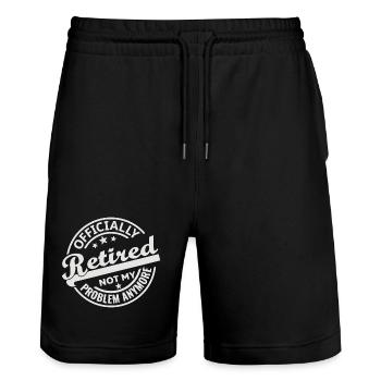 Retraité officiel n’est plus mon problème (blanc) - Short de jogging bio TRAINER Stanley/Stella unisexe - noir - Devant - Nik (191cm) & Marisol (170cm)