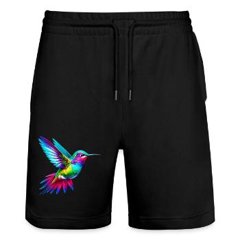 Kolibri - Stanley/Stella Unisex Bio Joggingshorts Trainer  - Schwarz - Vorne - Nik (191cm) & Marisol (170cm)