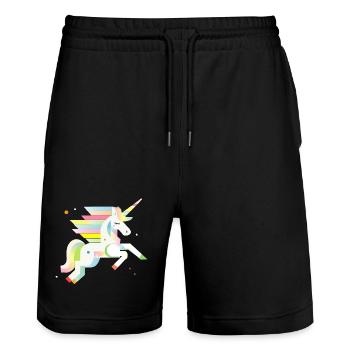 Delicate Geometric Unicorn – Dreamy & Magical - Stanley/Stella Trainer Unisex Organic Jogging Shorts - black - Front - Nik (191cm) & Marisol (170cm)
