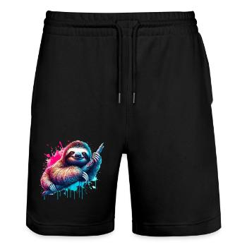 Paresse - Short de jogging bio TRAINER Stanley/Stella unisexe - noir - Devant - Nik (191cm) & Marisol (170cm)