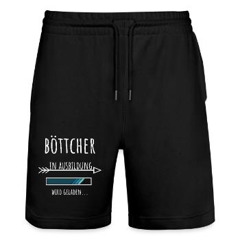 Böttcher Ausbildung Beruf Geschenk - Stanley/Stella Unisex Bio Joggingshorts Trainer  - Schwarz - Vorne - Nik (191cm) & Marisol (170cm)
