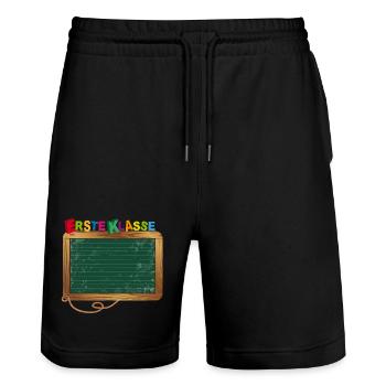 Leere Schultafel zum Beschriften für Schulanfang - Stanley/Stella Unisex Bio Joggingshorts Trainer  - Schwarz - Vorne - Nik (191cm) & Marisol (170cm)