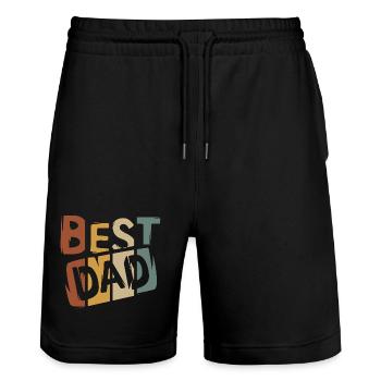 Vintage Best Dad - Motif rétro pour le meilleur papa - Short de jogging bio TRAINER Stanley/Stella unisexe - noir - Devant - Nik (191cm) & Marisol (170cm)