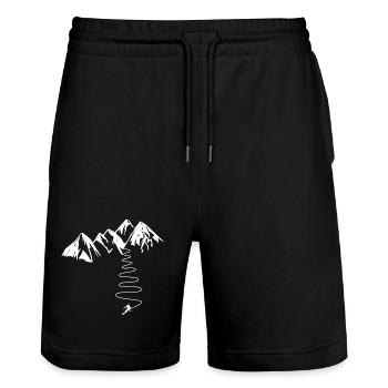 Gift for high mountain skiers in the Alps Pyrenees - Stanley/Stella Trainer Unisex Organic Jogging Shorts - black - Front - Nik (191cm) & Marisol (170cm)