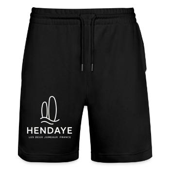 Motif Nature hendaye - Short de jogging bio TRAINER Stanley/Stella unisexe - noir - Devant - Nik (191cm) & Marisol (170cm)