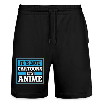 Es ist kein Cartoon, es ist Anime - Stanley/Stella Unisex Bio Joggingshorts Trainer  - Schwarz - Vorne - Nik (191cm) & Marisol (170cm)