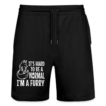 It's Hard To Be A Normal I'm A Furry - Stanley/Stella Trainer Unisex Organic Jogging Shorts - black - Front - Nik (191cm) & Marisol (170cm)
