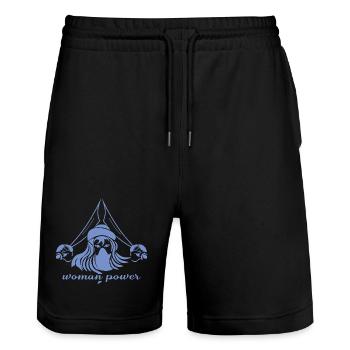 woman_power-2 - Stanley/Stella Unisex Bio Joggingshorts Trainer  - Schwarz - Vorne - Nik (191cm) & Marisol (170cm)