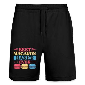 Macaron French Desserts - Stanley/Stella Trainer Unisex Organic Jogging Shorts - black - Front - Nik (191cm) & Marisol (170cm)