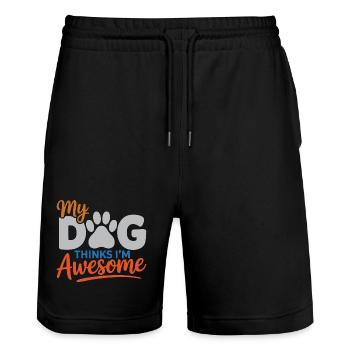 My Dog Thinks I'm Awesome - Stanley/Stella Trainer Unisex Organic Jogging Shorts - black - Front - Nik (191cm) & Marisol (170cm)