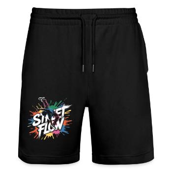 Streetdance Beat – Urban DJ Musik Design - Stanley/Stella Unisex Bio Joggingshorts Trainer  - Schwarz - Vorne - Nik (191cm) & Marisol (170cm)